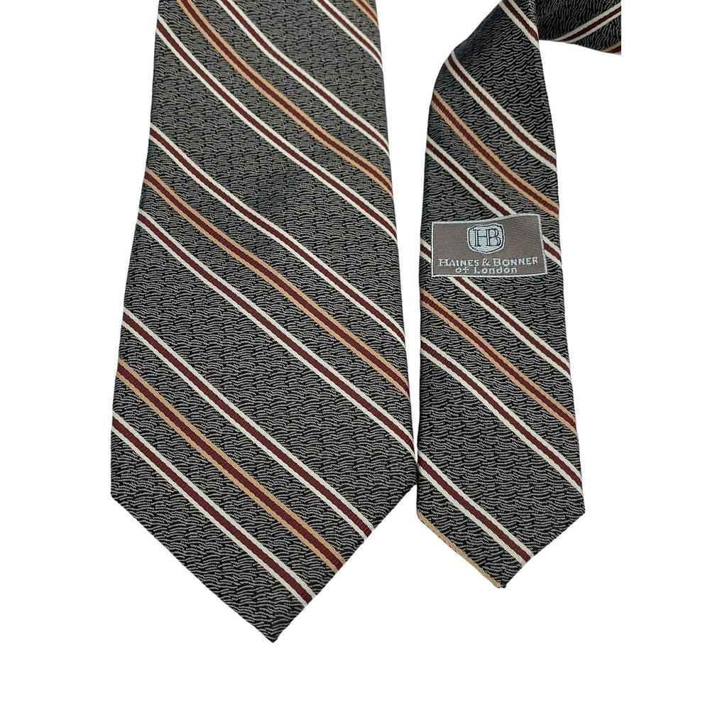 Haines & Bonner  Of London Mens 58"x3 1/4" Multicolored Striped 100% Silk Tie‎